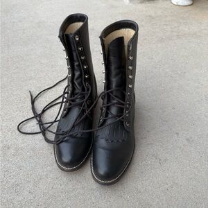 Justin Boots Black Lace-Up Women's Boots Size 6